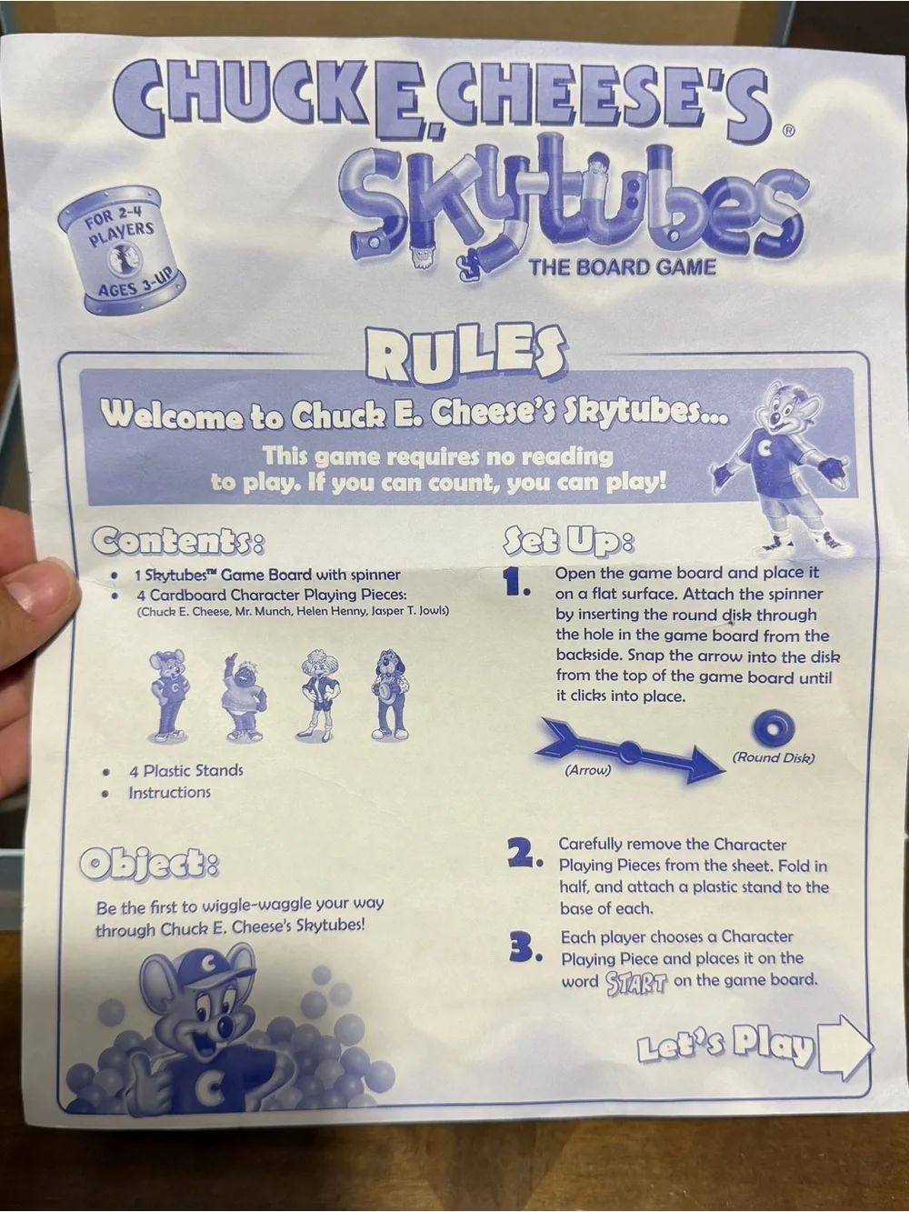 Vintage Chuck E Cheese’s Skytubes Board Game